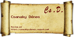 Csanaky Dénes névjegykártya
