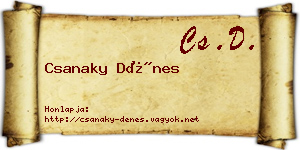 Csanaky Dénes névjegykártya